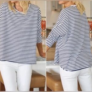 LOOKING FOR Frank & Eileen Blue Stripe Capelet